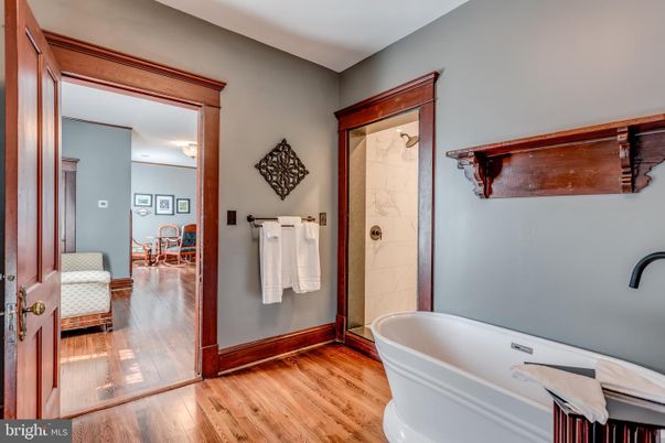 Bathroom, Dining room, Free Standing Baths, Interior, Wood Texture Flooring
