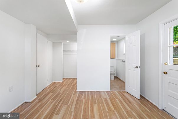 Bathroom, Empty room, Interior, Recessed Lighting, Wood Texture Flooring