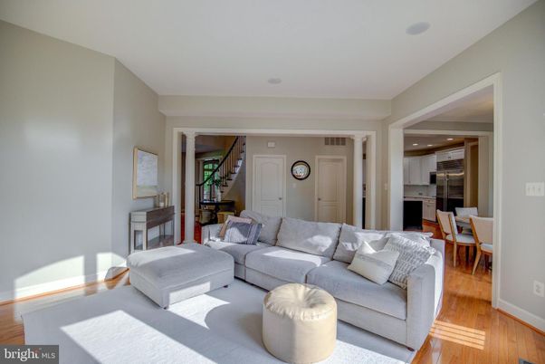 Dining room, Interior, Kitchen, Living room, Recessed Lighting, Stainless Steel Appliances, Wood Texture Flooring