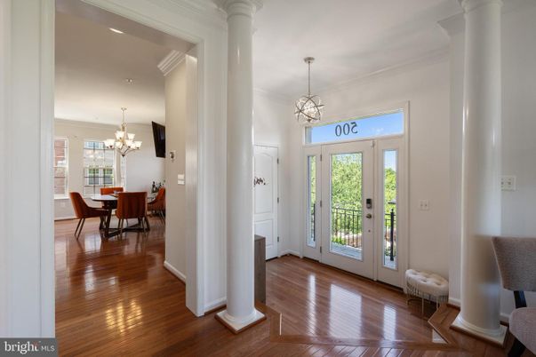 Chandelier, Dining room, Interior, Pendant Lights, Recessed Lighting, Wood Texture Flooring
