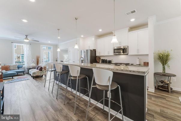 Interior, Kitchen, Living room, Pendant Lights, Recessed Lighting, Stainless Steel Appliances, Wood Texture Flooring