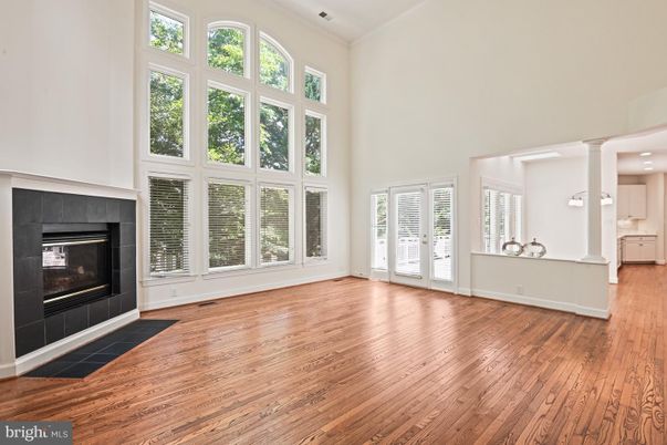 Empty room, Fireplace, Interior, Recessed Lighting, Wood Texture Flooring