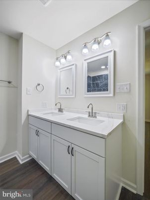 Bathroom, Dual Sink Vanities, Interior, Wood Texture Flooring