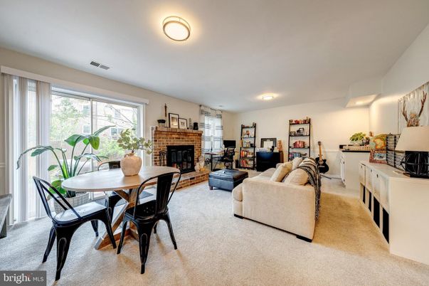 Dining room, Fireplace, Interior, Living room, Recessed Lighting