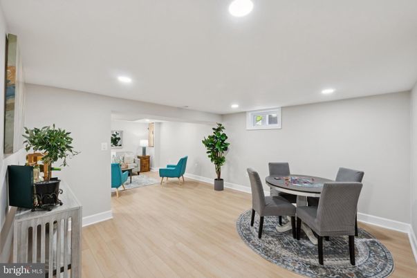 Dining room, Interior, Recessed Lighting, Wood Texture Flooring