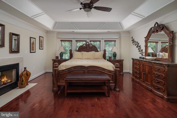 Bedroom, Fireplace, Interior, Wood Texture Flooring