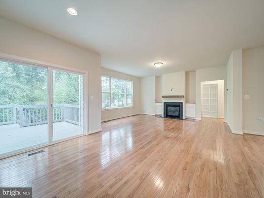 Empty room, Fireplace, Interior, Recessed Lighting, Wood Texture Flooring