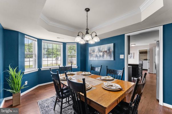 Chandelier, Dining room, Interior, Pendant Lights, Wood Texture Flooring