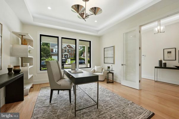 Home Office, Interior, Pendant Lights, Recessed Lighting, Wood Texture Flooring
