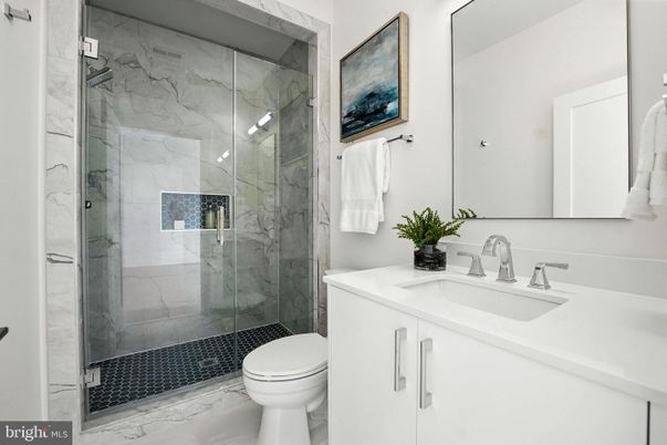 Bathroom, Glass Shower, Interior, Marble Walls