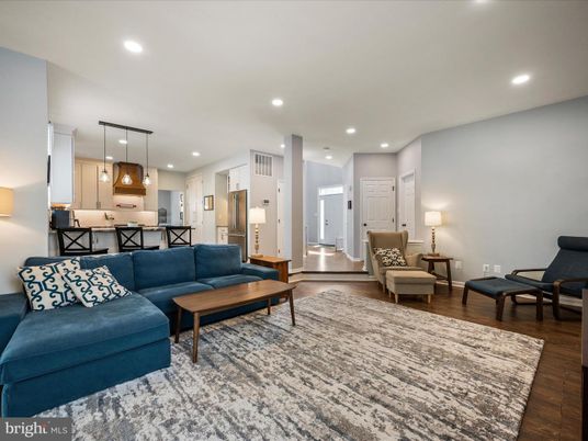 Interior, Kitchen, Living room, Pendant Lights, Recessed Lighting, Stainless Steel Appliances, Wood Texture Flooring