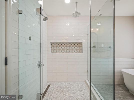 Bathroom, Glass Shower, Interior, Recessed Lighting