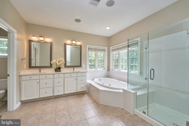 Bathroom, Dual Sink Vanities, Glass Shower, Interior, Recessed Lighting