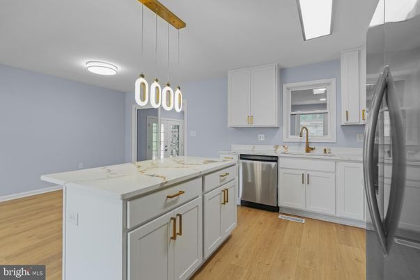 Interior, Kitchen, Pendant Lights, Stainless Steel Appliances, Wood Texture Flooring