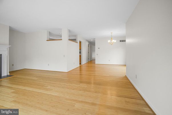 Chandelier, Empty room, Fireplace, Interior, Wood Texture Flooring