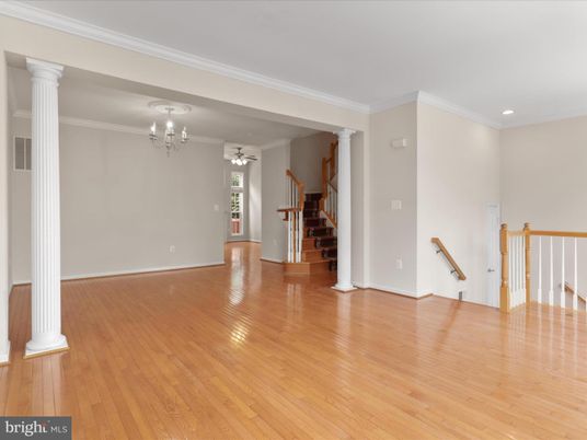 Chandelier, Empty room, Interior, Recessed Lighting, Wood Texture Flooring