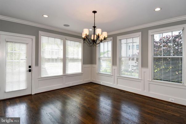 Chandelier, Empty room, Interior, Recessed Lighting, Wood Texture Flooring