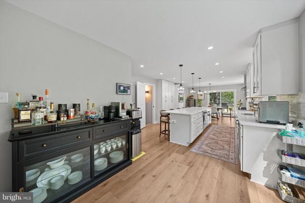 Interior, Kitchen, Pendant Lights, Recessed Lighting, Wood Texture Flooring