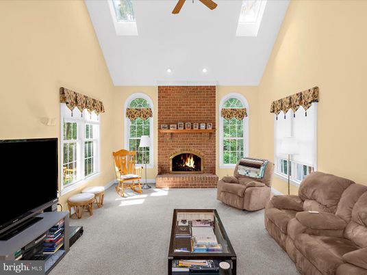 Fireplace, Interior, Living room, Recessed Lighting, Stone Walls
