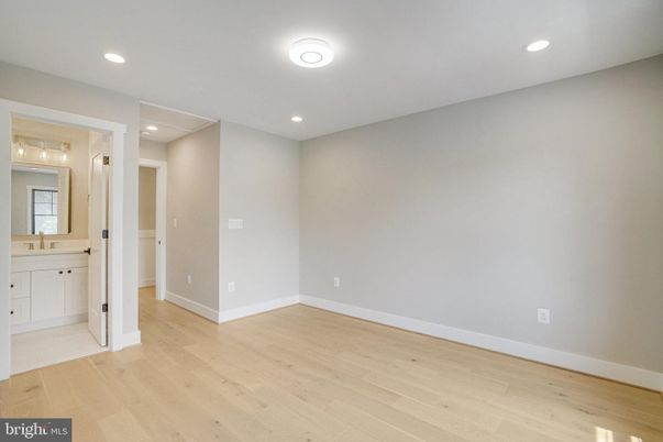 Bathroom, Empty room, Interior, Recessed Lighting, Wood Texture Flooring