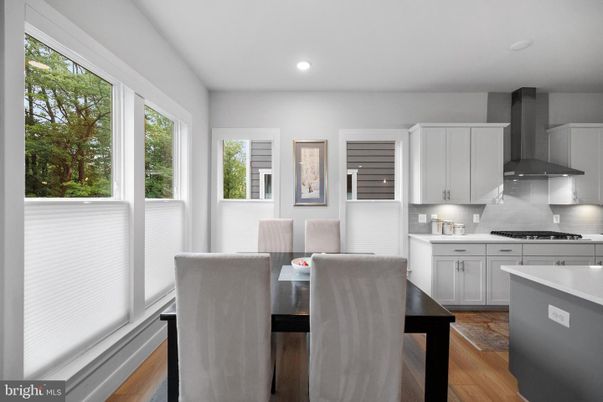 Dining room, Interior, Kitchen, Recessed Lighting, Wood Texture Flooring