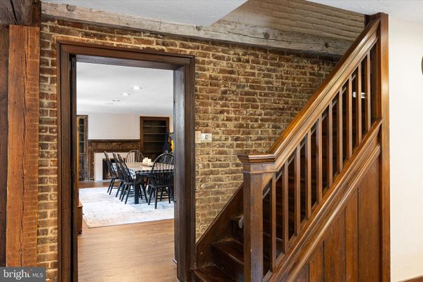 Dining room, Interior, Recessed Lighting, Stone Walls, Wood Texture Flooring