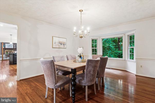 Chandelier, Dining room, Interior, Pendant Lights, Wood Texture Flooring