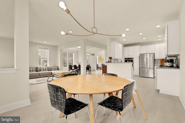 Dining room, Interior, Kitchen, Living room, Pendant Lights, Recessed Lighting, Stainless Steel Appliances, Wood Texture Flooring
