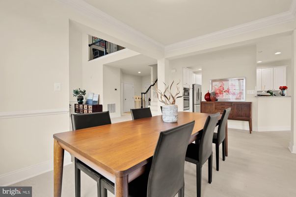 Dining room, Interior, Kitchen, Recessed Lighting, Wood Texture Flooring