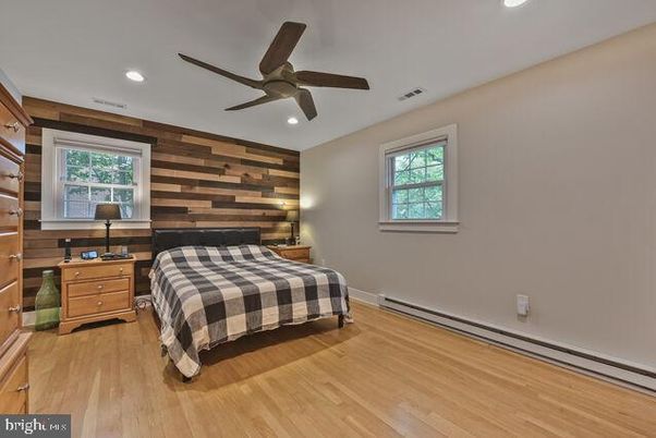 Bedroom, Interior, Recessed Lighting, Wood Texture Flooring, Wooden Walls