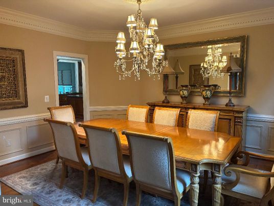 Chandelier, Dining room, Interior, Wood Texture Flooring