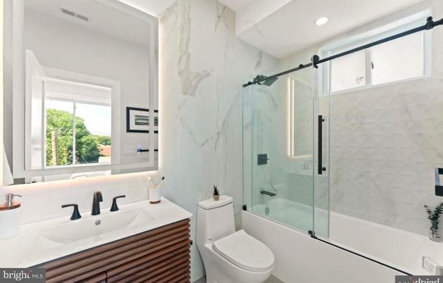 Bathroom, Glass Shower, Interior, Marble Walls, Recessed Lighting
