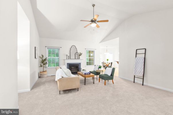 Dining room, Fireplace, Interior, Living room, Pendant Lights