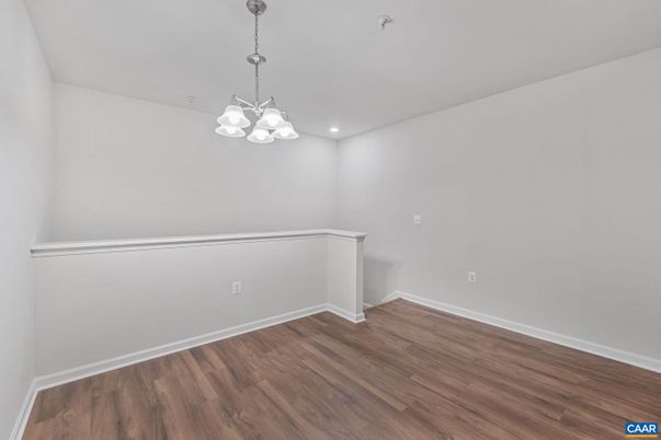 Chandelier, Empty room, Interior, Recessed Lighting, Wood Texture Flooring