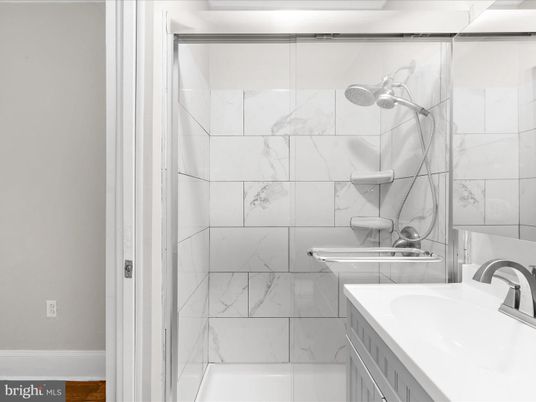 Bathroom, Glass Shower, Interior, Marble Walls
