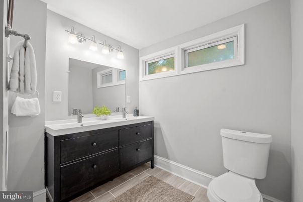 Bathroom, Dual Sink Vanities, Interior, Wood Texture Flooring