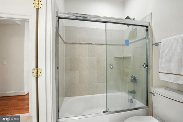 Bathroom, Glass Shower, Interior, Wood Texture Flooring