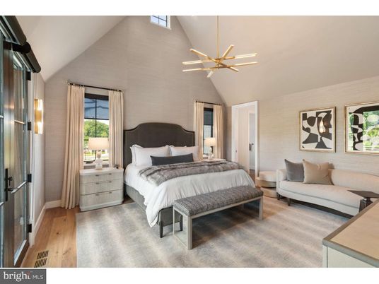 Bedroom, Interior, Pendant Lights, Wood Texture Flooring