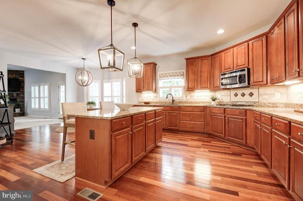 Interior, Kitchen, Pendant Lights, Recessed Lighting, Wood Texture Flooring