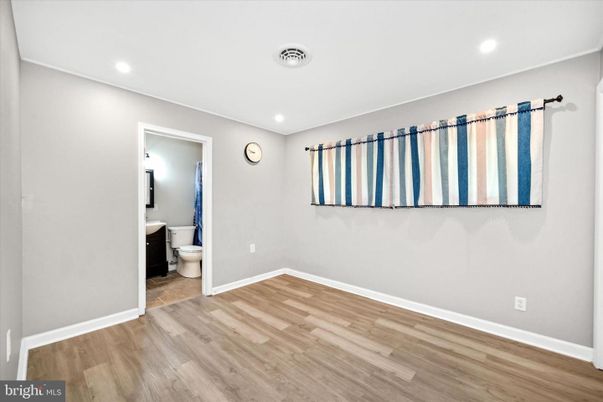 Bathroom, Empty room, Interior, Recessed Lighting, Wood Texture Flooring