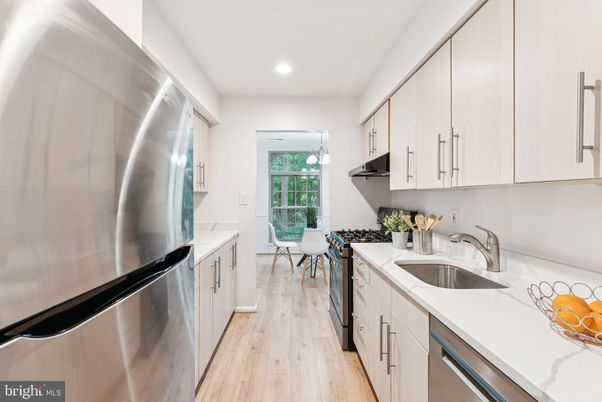 Dining room, Interior, Kitchen, Recessed Lighting, Stainless Steel Appliances, Wood Texture Flooring
