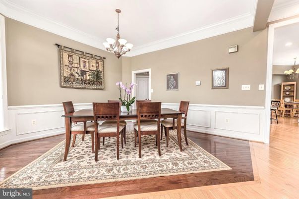 Chandelier, Dining room, Interior, Wood Texture Flooring