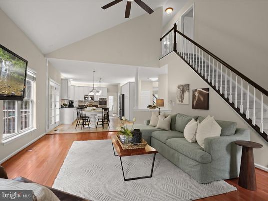 Dining room, Interior, Kitchen, Living room, Pendant Lights, Stainless Steel Appliances, Wood Texture Flooring