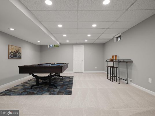 Billiard Table, Game Room, Interior, Recessed Lighting