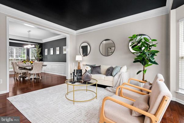 Dining room, Interior, Living room, Pendant Lights, Wood Texture Flooring