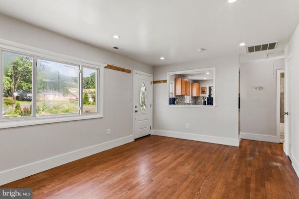 Empty room, Interior, Kitchen, Recessed Lighting, Wood Texture Flooring