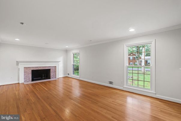 Empty room, Fireplace, Interior, Recessed Lighting, Wood Texture Flooring
