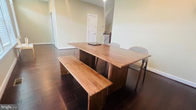Dining room, Interior, Recessed Lighting, Wood Texture Flooring