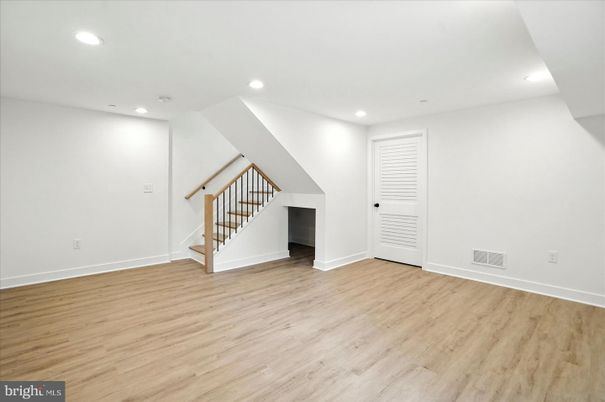 Empty room, Fireplace, Interior, Recessed Lighting, Wood Texture Flooring