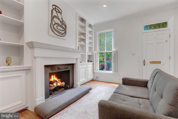 Fireplace, Interior, Recessed Lighting, Wood Texture Flooring